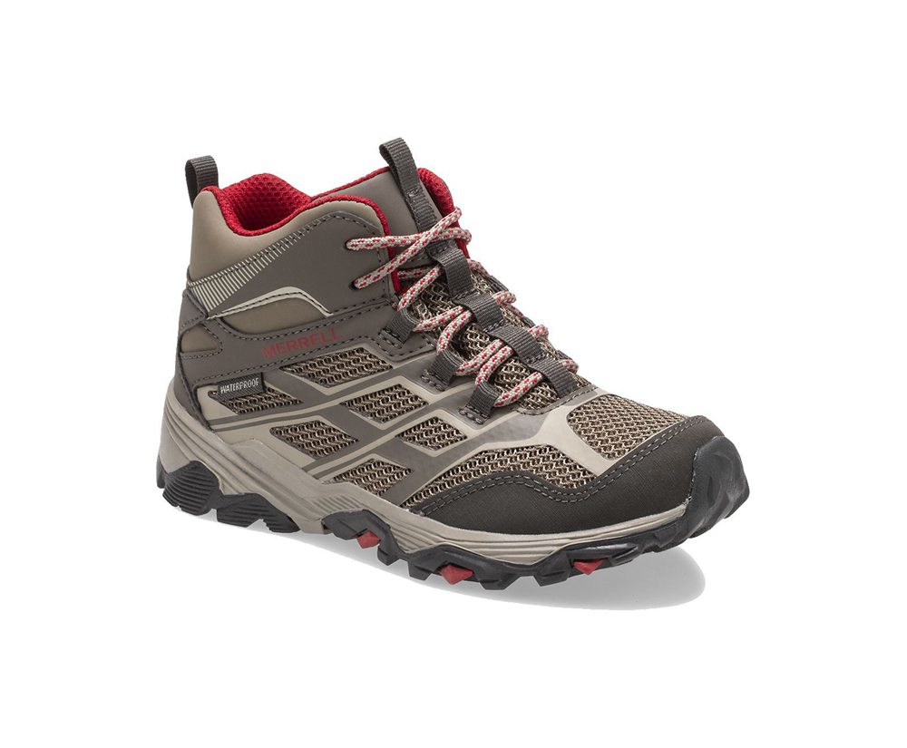 Buty Trekkingowe Merrell Dziecięce Brązowe - Moab Fst Mid Waterproof - 604287-YPM